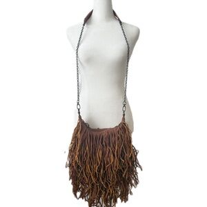 Fringe Brown Shoulder Bag
